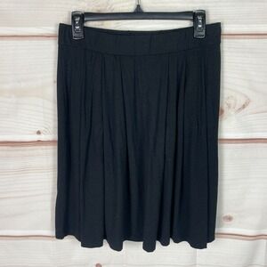 Eileen Fisher Skirt Womens M Black Jersey Knit Swing Pull On Pockets Solid